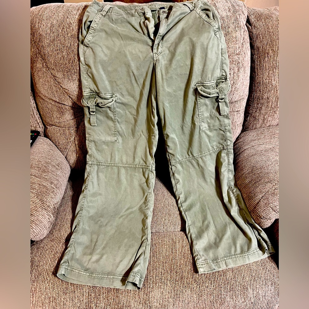 American Eagle wide leg cargos. Regulars